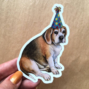 Amy Rose Moore Illustration - Party Beagle Dog Vinyl STICKER