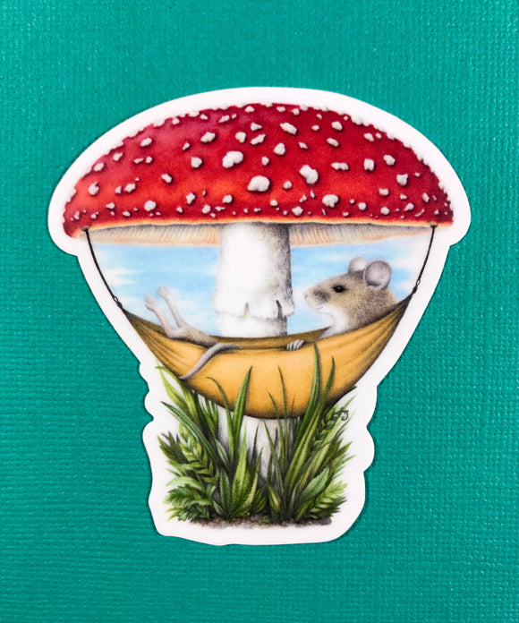 Abundance Illustration - Mouse under a mushroom sticker