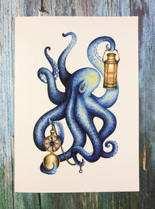 Abundance Illustration - Octopus greeting card 5"x7" (blank inside)