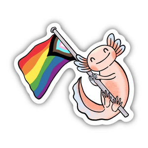 Big Moods - Axolotl With Progress Pride Flag Sticker