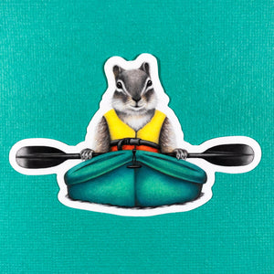 Abundance Illustration - Chipmunk in a tiny kayak sticker