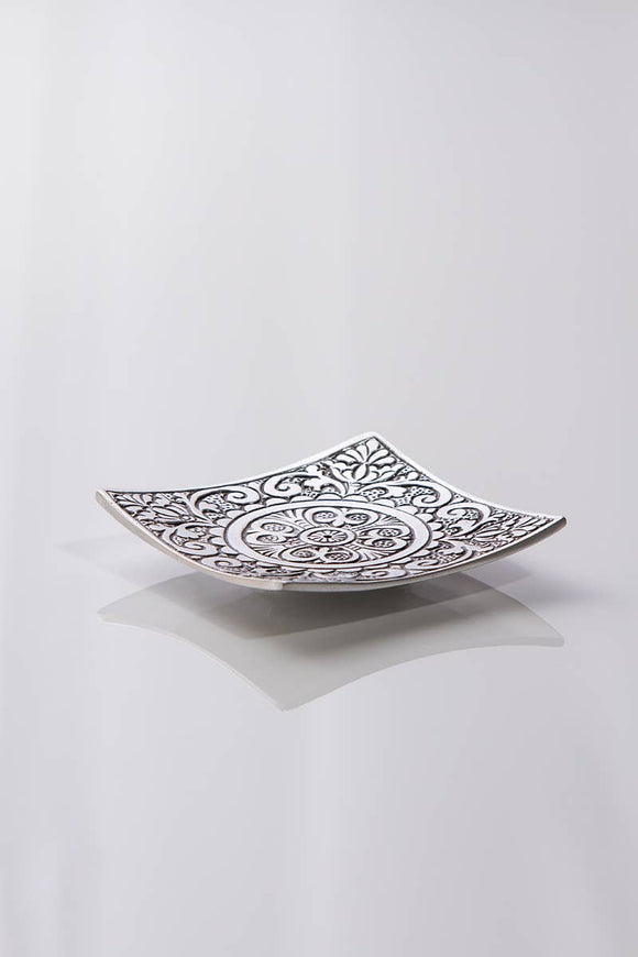 MAROMA USA - Recycled Aluminum Incense Square Holder with Pattern