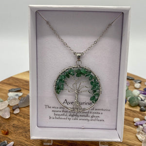 Tree of life pendant, Green Aventurine